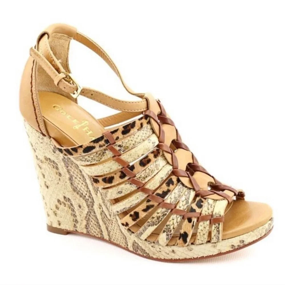 Cole Haan Air Minka Snakeskin and Cheetah Print Wedges